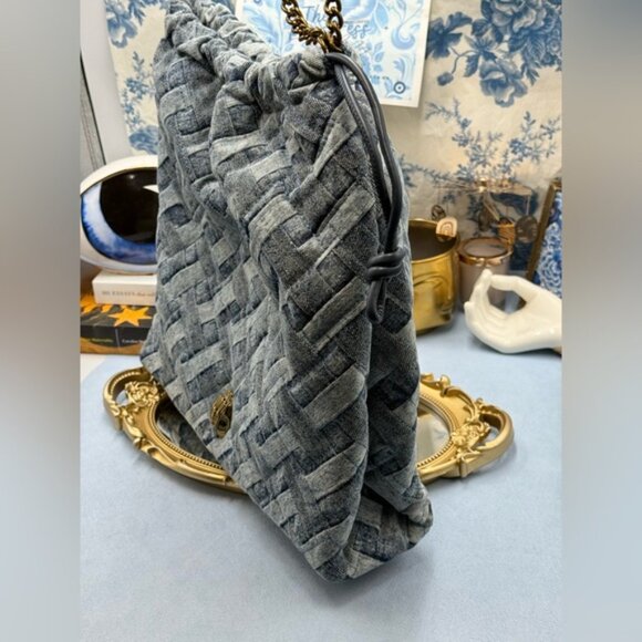 🆕 KURT GEIGER LONDON 🧿 NWOT Kensington Denim Drawstring Shoulder Bag - Picture 5 of 16